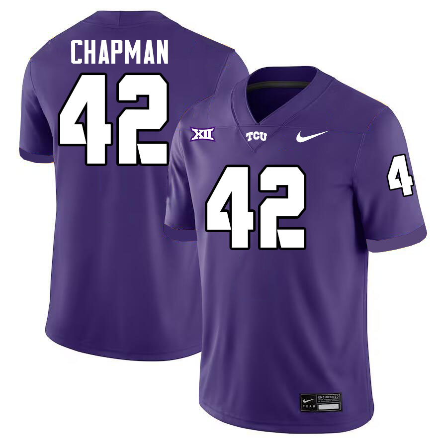 #42 Zachary Chapman TCU Jersey,Texas Christian University Horned Frogs Football Jersey-Purple